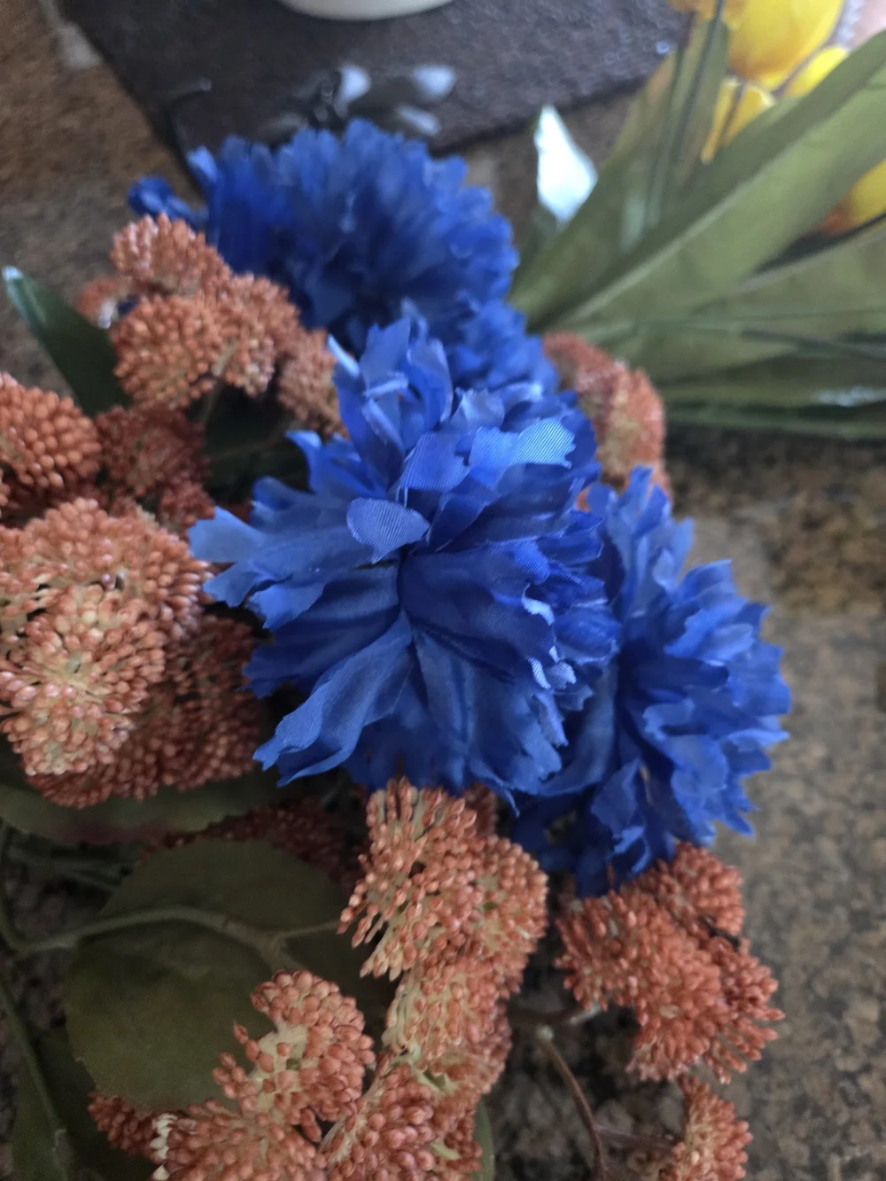 Bundle Artificial Mixed Floral Bouquet - Blue, Yellow, Orange